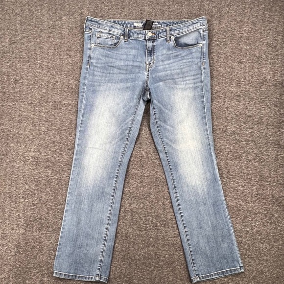 Mossimo Denim - Mossimo Denim Womens Mid Rise Straight Leg Jeans Medium Wash Blue 16 Ankle